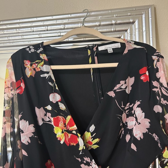 Black Floral Dress Size XL - Picture 2 of 3